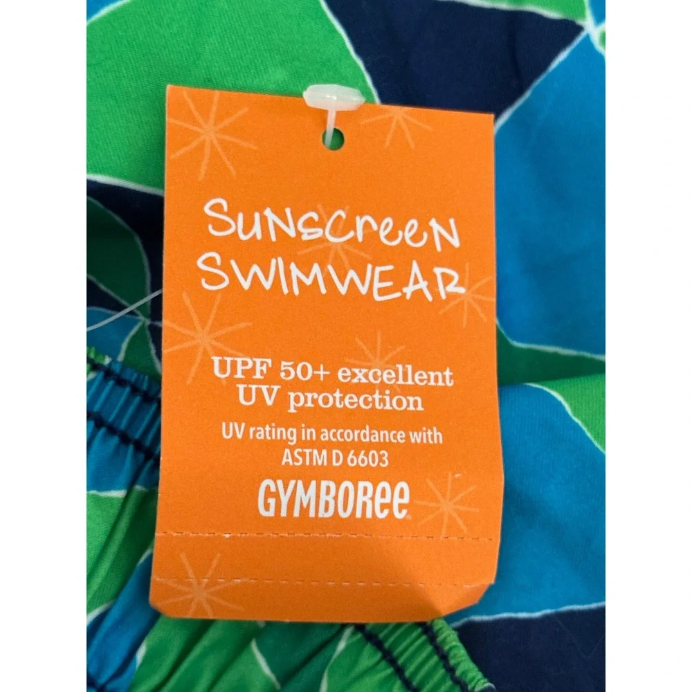 Gymboree Boys Blue‎ Green Geometric Triangle Swim Trunks Mesh Lining Size 10 NWT